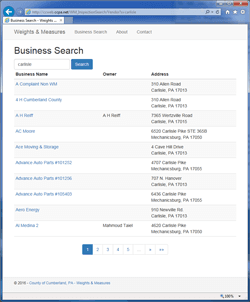 Weights and Measures: Inspection Search